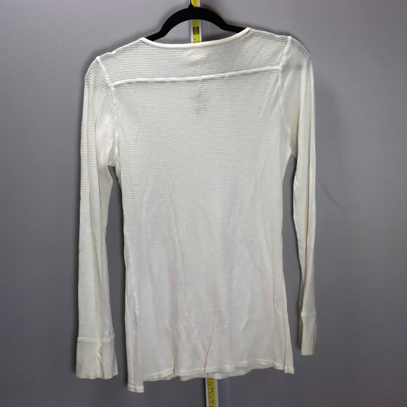 Nightcap Sheer White Ribbed Long Sleeve Top Size 4 Lightweight Tee - FLAWED - Picture 2 of 7